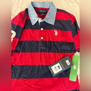 U.S. Polo Assn. Men's Shirt with Red and Navy Stripes